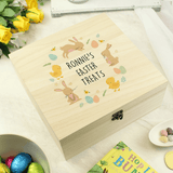 personalised wooden easter box showing the personalisation on the front