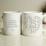 Personalised 25th Wedding Anniversary Mug | Silver Anniversary Gift
