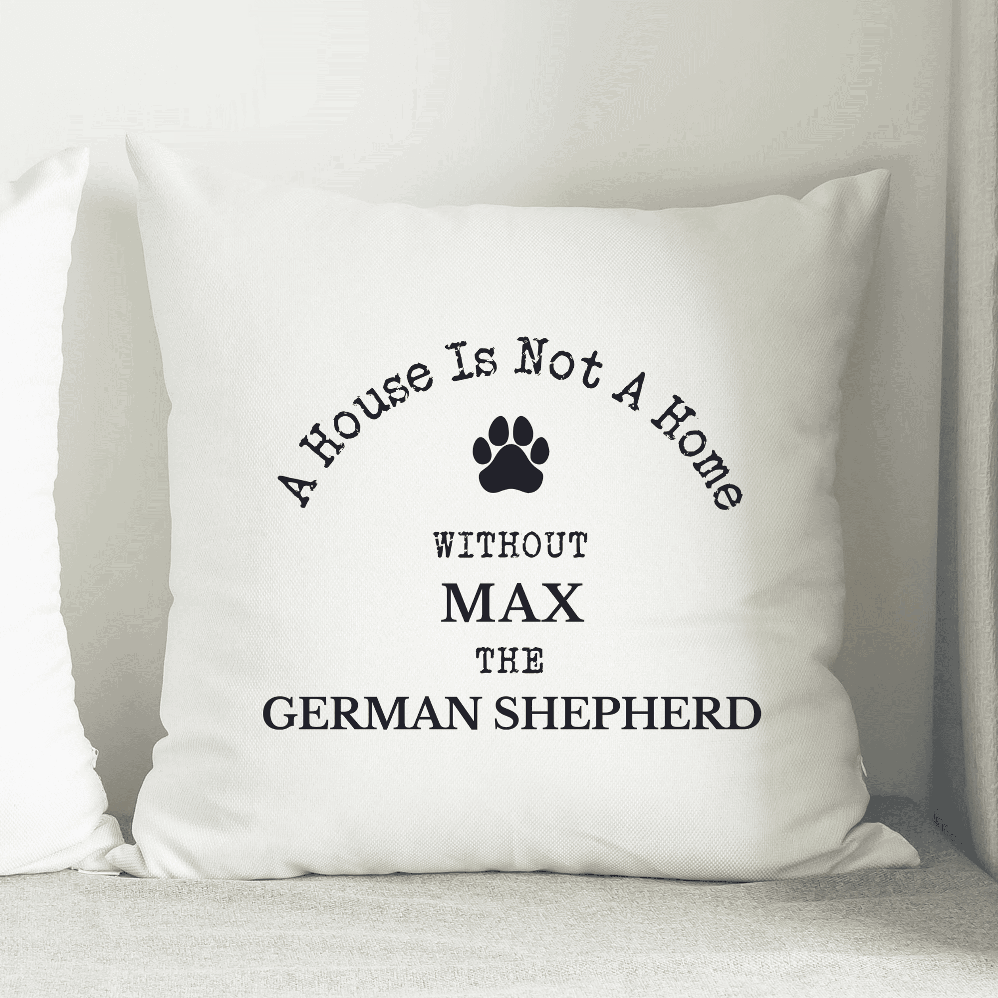 personalised pet cushion with any name and breed of dog on it 