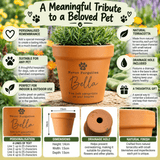 personalised memorial terracotta plant pot with the pets name and message