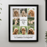 personalised black mutli photo pet frame with space for 8 photos.