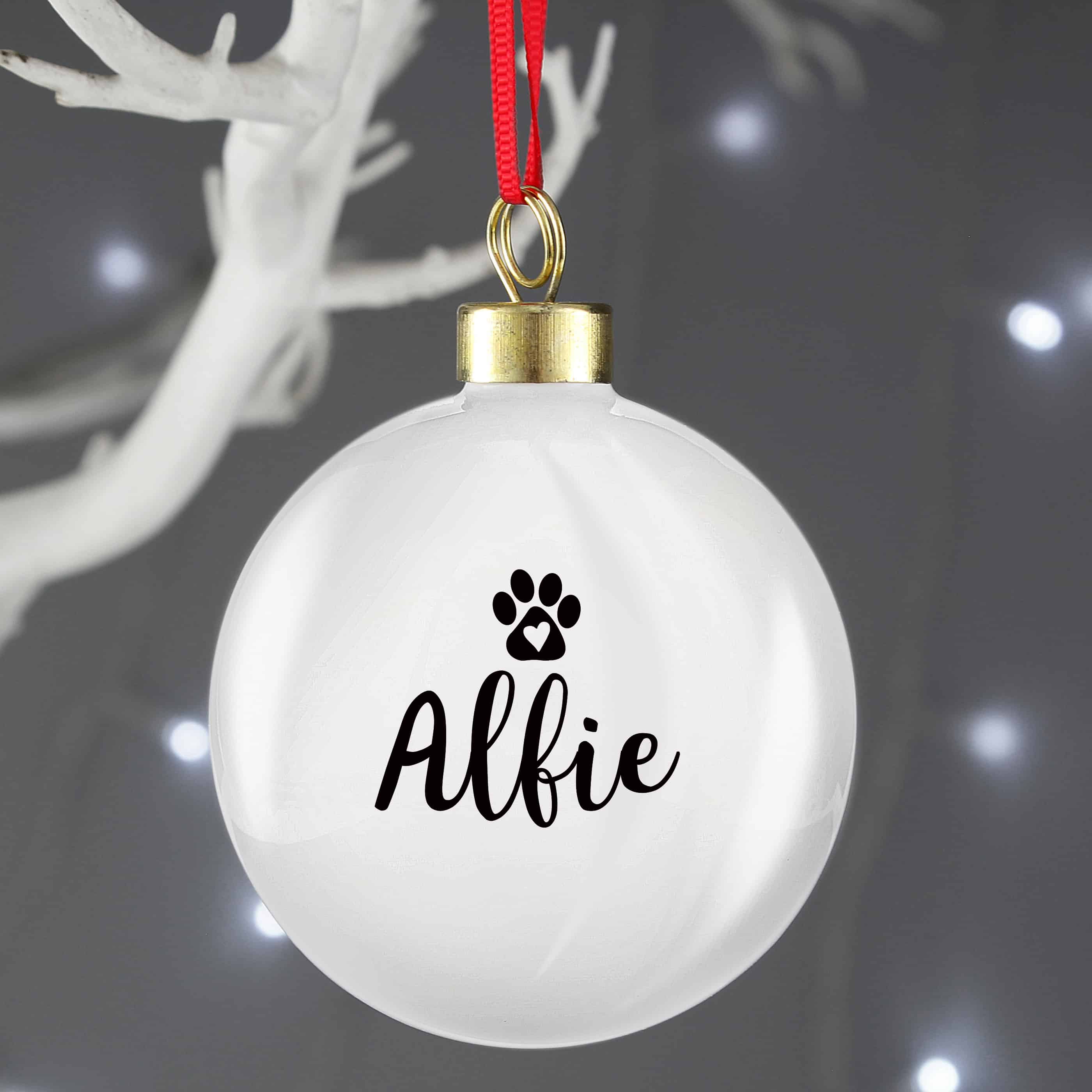 Personalised Pet Paw Print Bauble | Dog & Cat Christmas