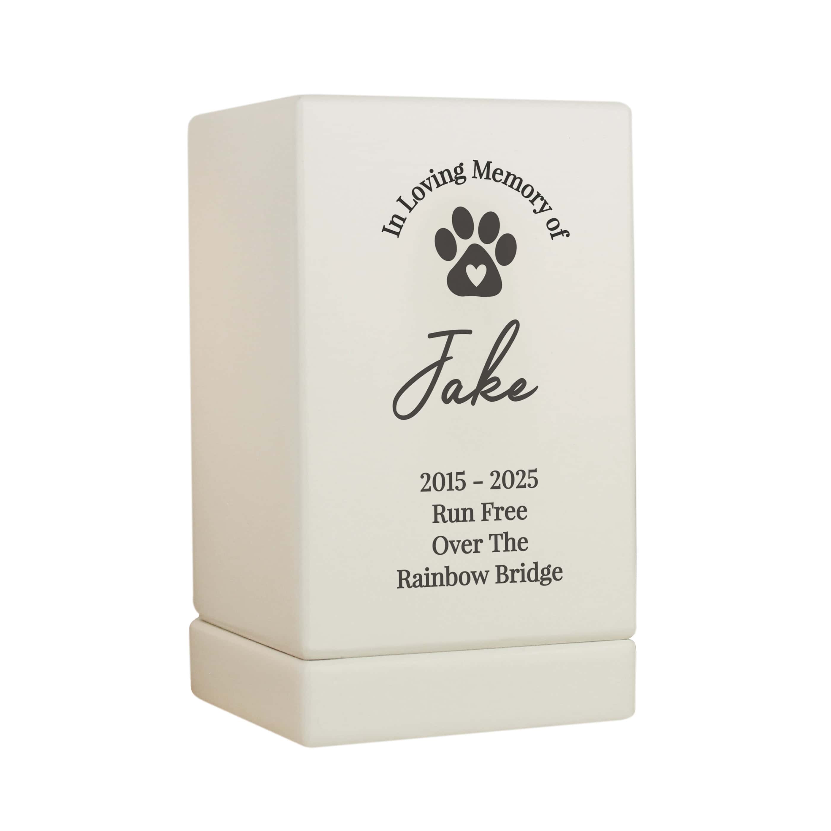 personalised pet memorial wooden urn
