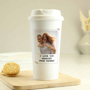 personalised photo upload travel mug