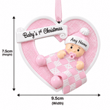 personalised pink heart christmas tree decoration