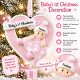 personalised pink heart christmas tree decoration