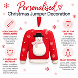 personalised jumper christmas tree decoration with any name on the jumper