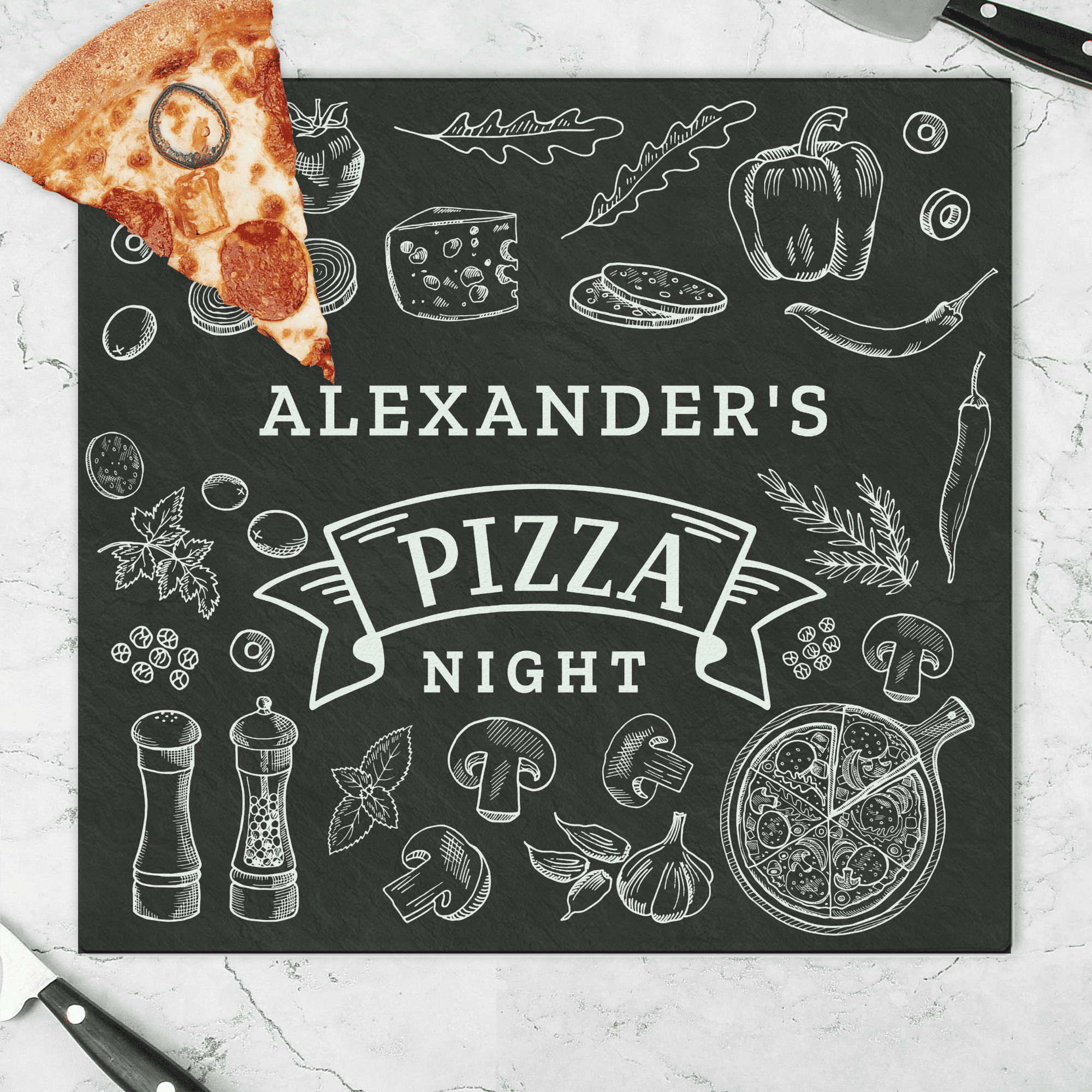personalised glass pizza chopping board