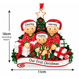 present opening chirstmas tree decoration for 3 people
