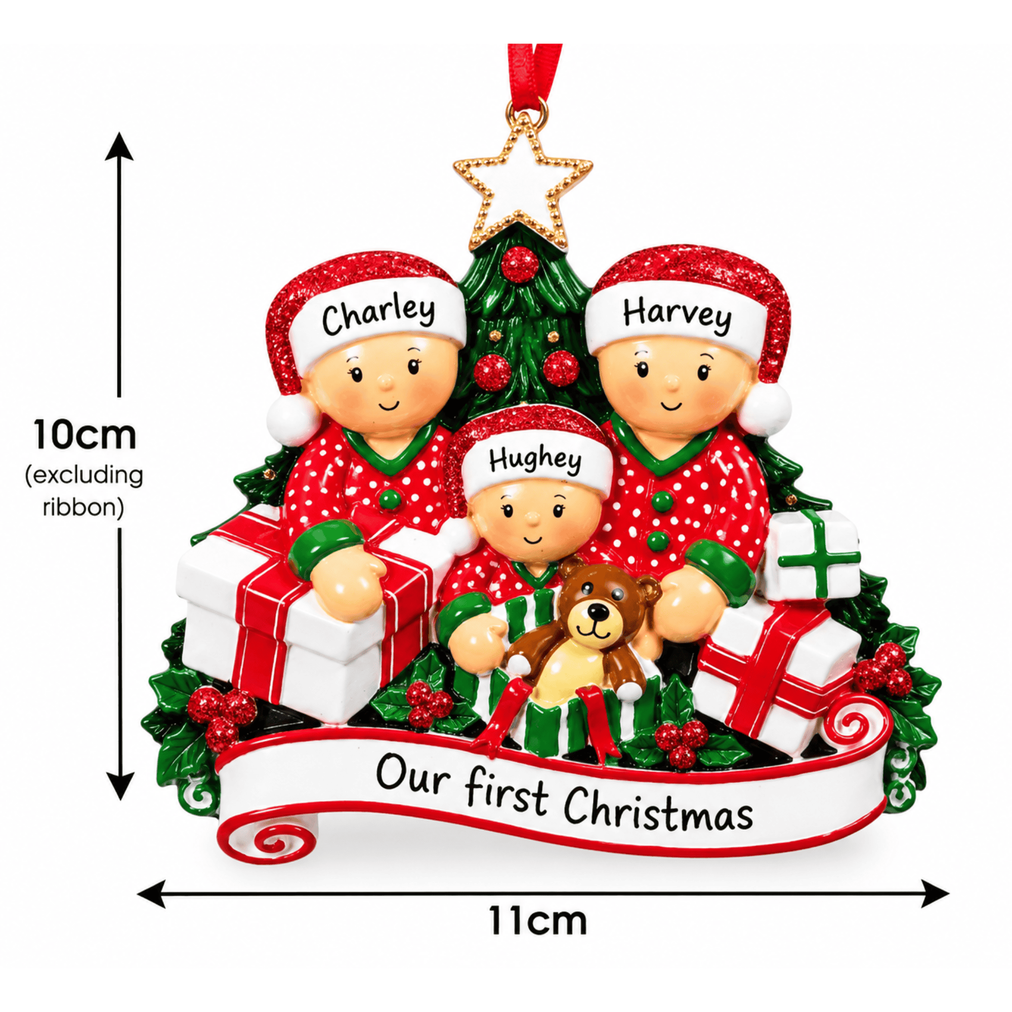 present opening chirstmas tree decoration for 3 people