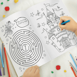 personalised princess and unicorn colouring book showing the inside of the book with the child's name personalised on it
