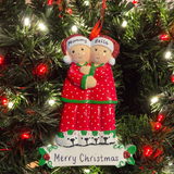 personalised pyjama couple christmas tree decoration