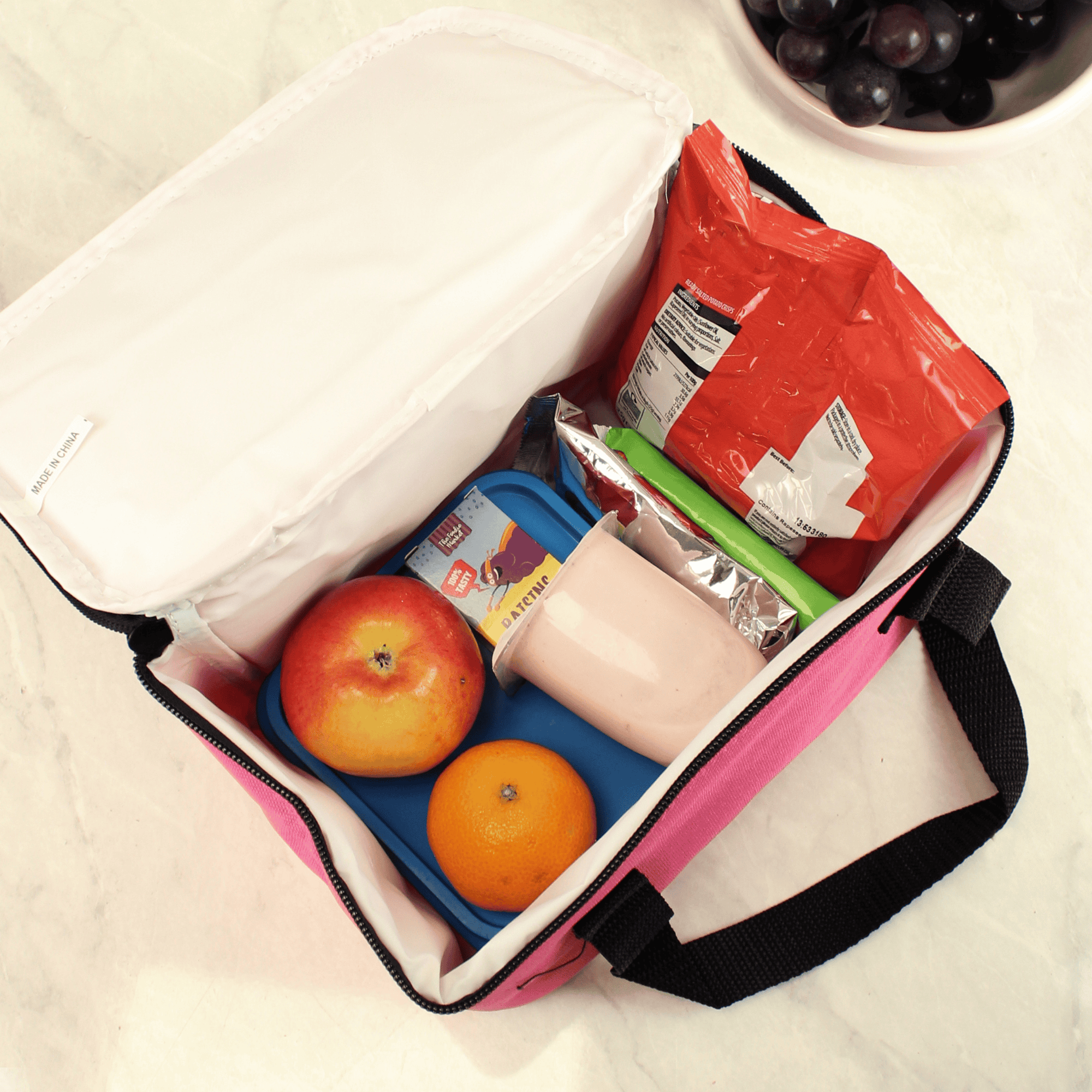 personalised rainbow pink packed lunch box with any name personalised on the rainbow