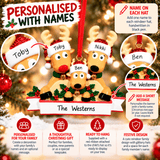personalised reindeer christmas tree decoration for 3 people