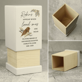 personalised robins appear memorial wooden with any message personalised over 4 lines under the robin image
