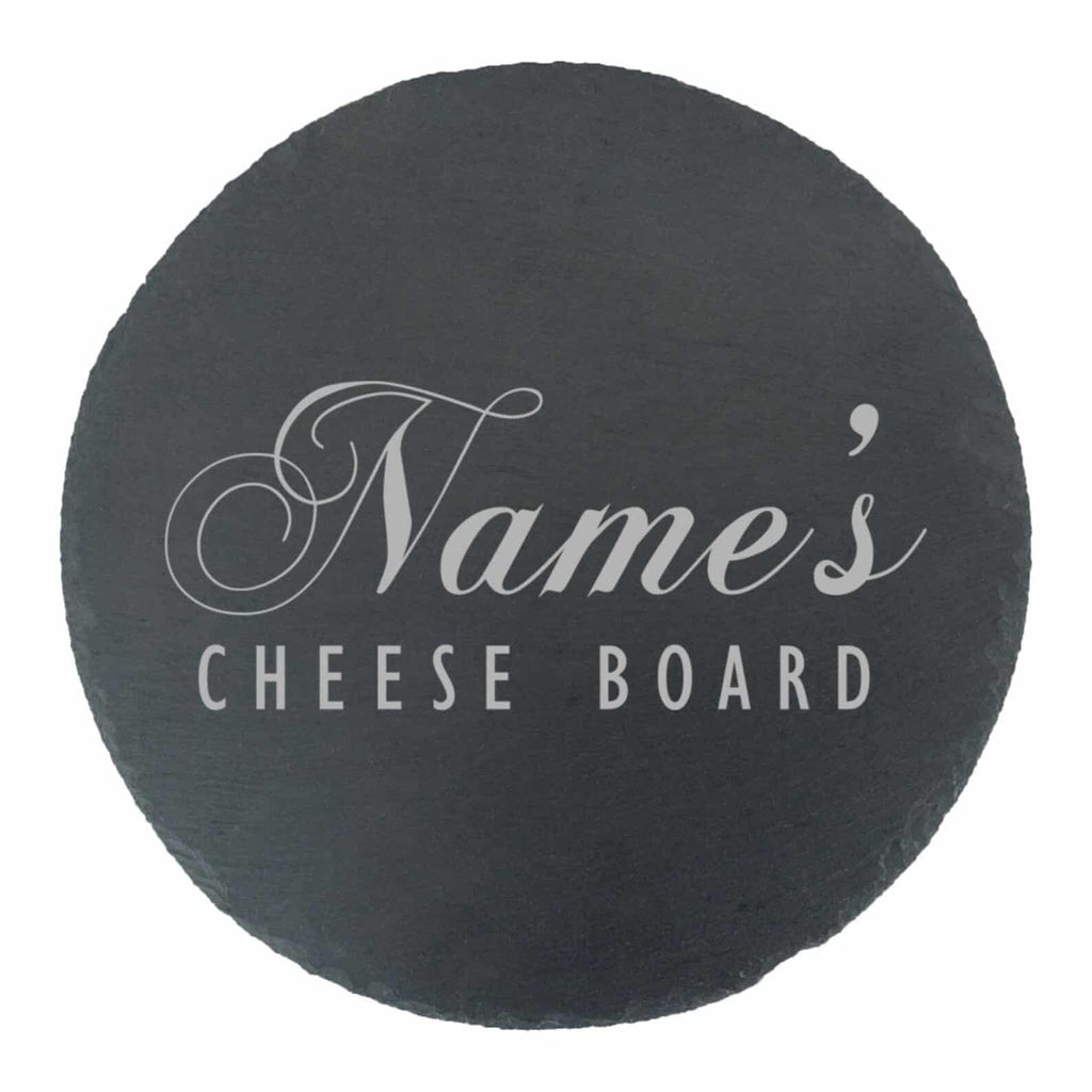engraved round slate cheeseboard