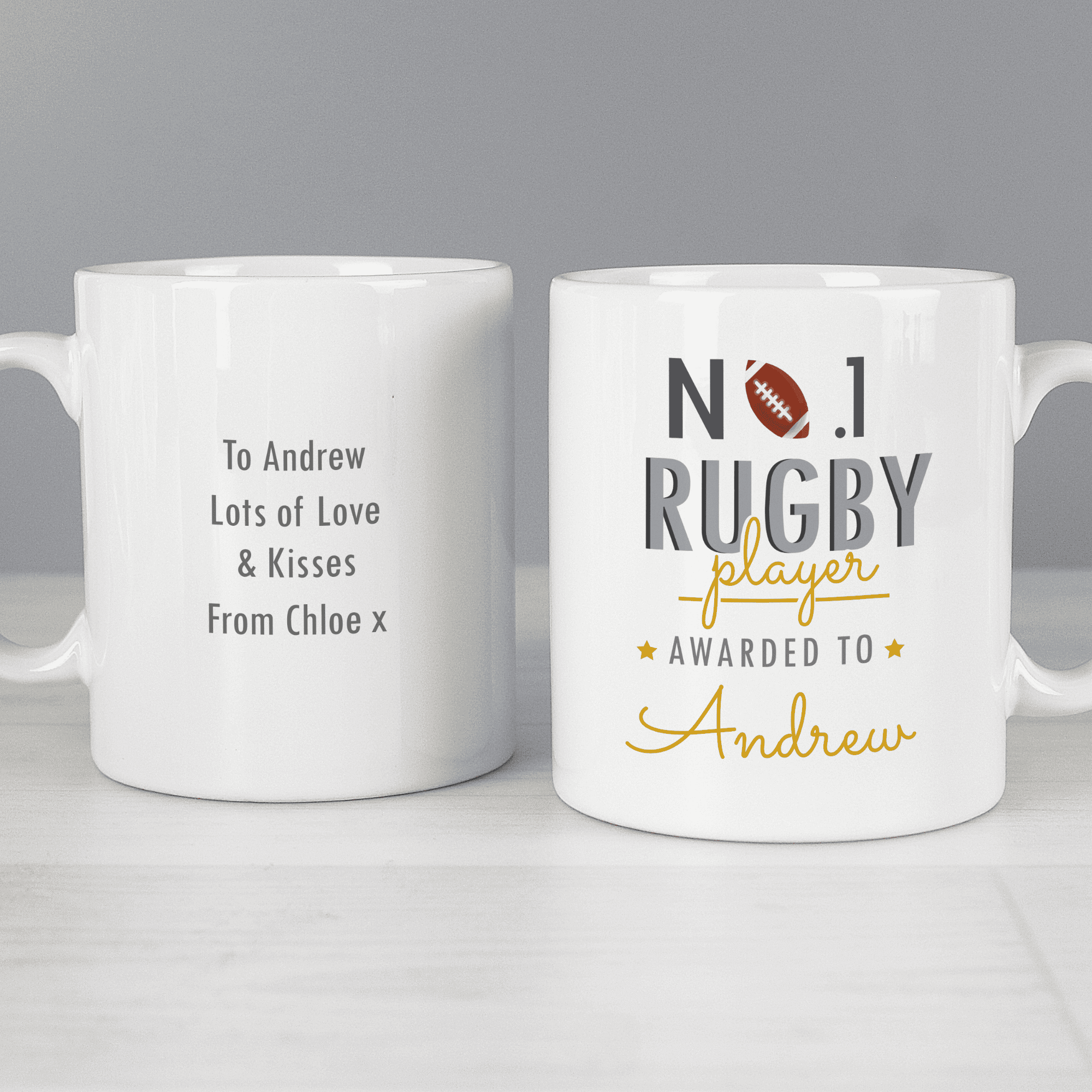 personalised no1 rugby player mug