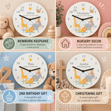 personalised safari wooden clock with any message over 2 lines