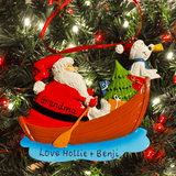 personalised santa christmas tree decoration with a name, year and short message personalised on it 