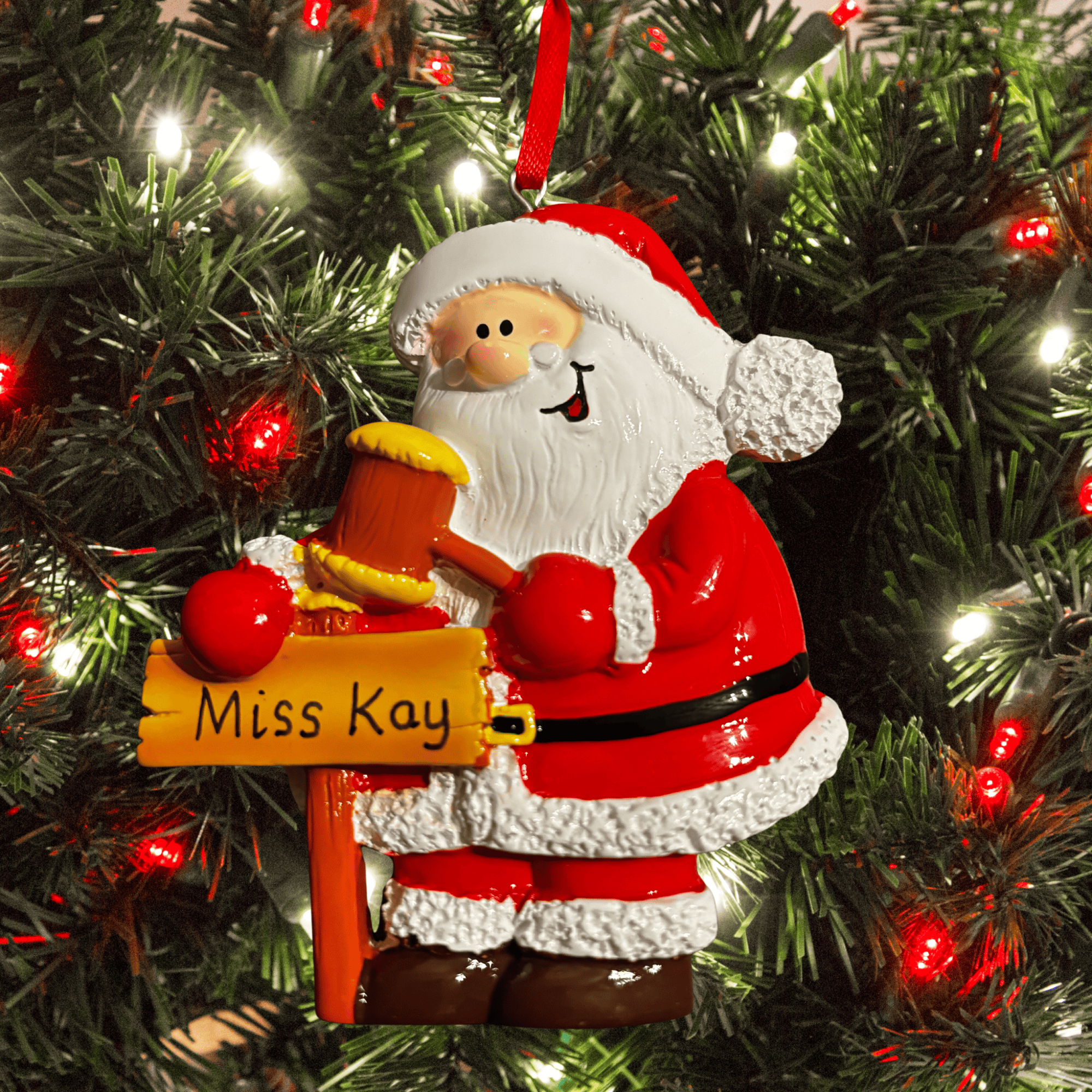 personalised santa christmas tree decoration personalised with any name and year
