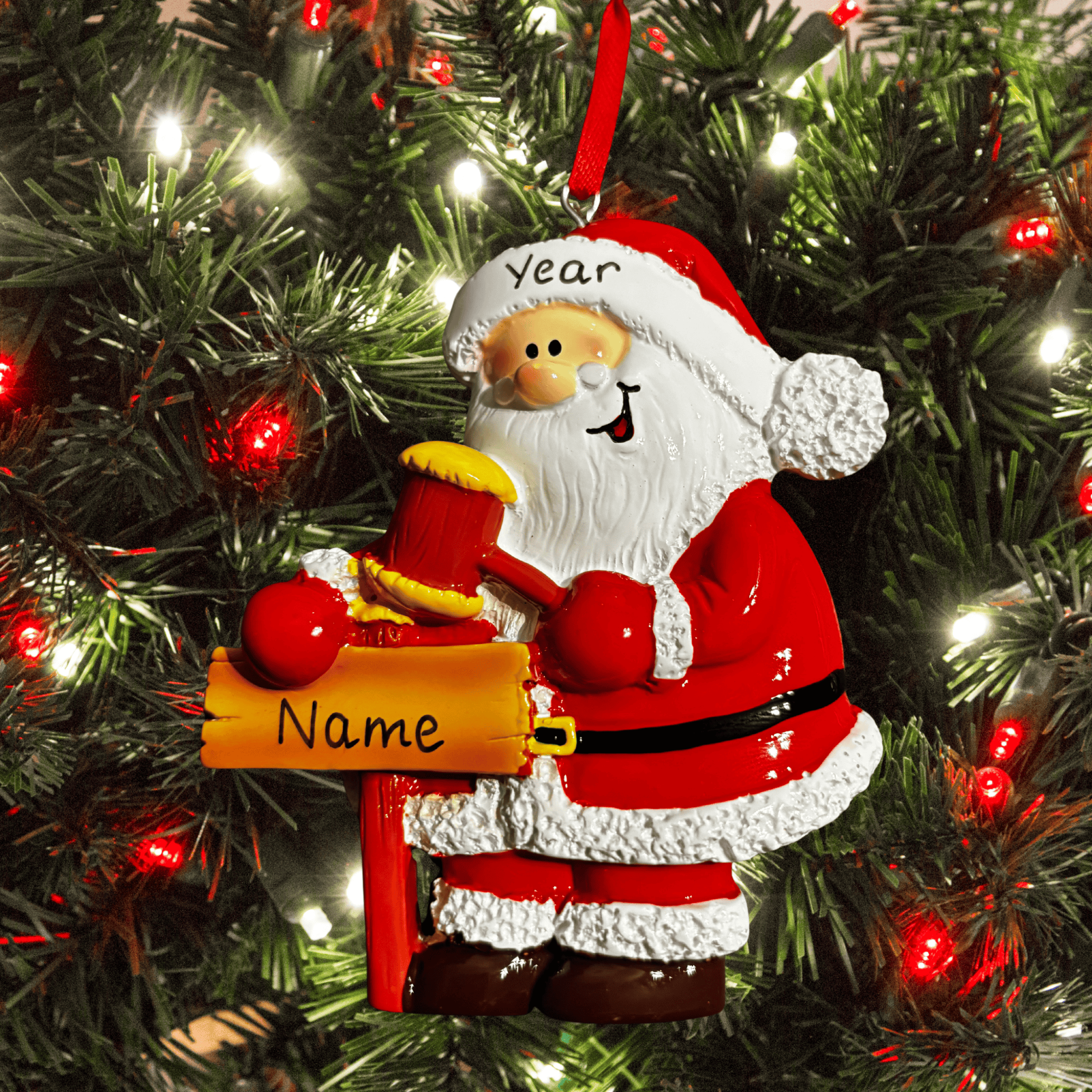 personalised santa christmas tree decoration personalised with any name and year