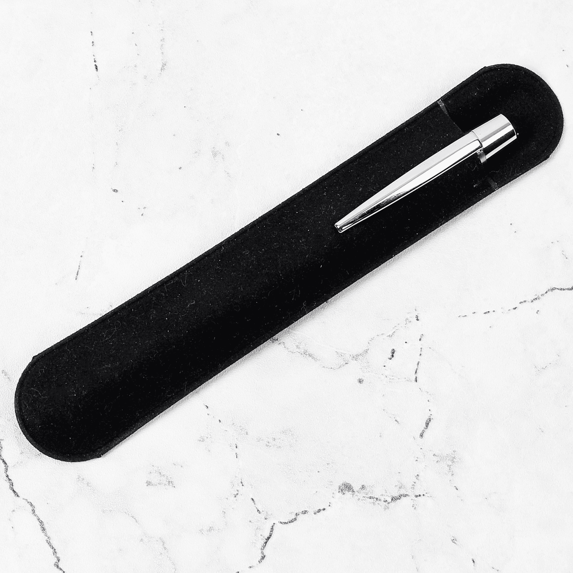 personalised scripted pen and black pouch set