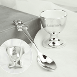 personalised silver egg cup and spoon keepsake gift