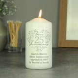 Personalised 25th Wedding Anniversary Candle | Silver Wedding Gift