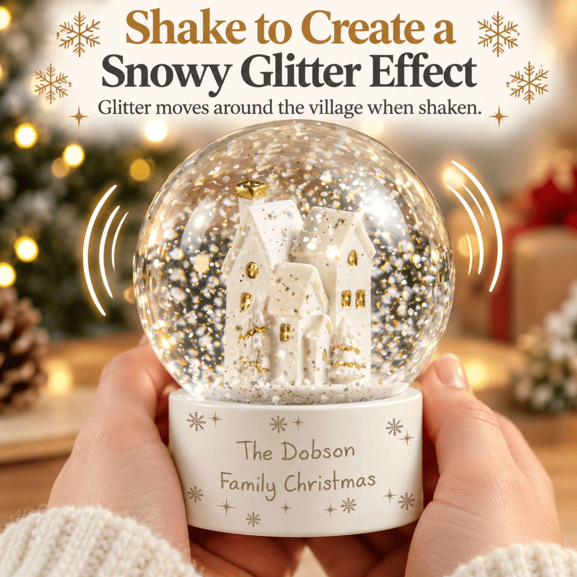 personalised snow village snow globe with any message over 2 lines