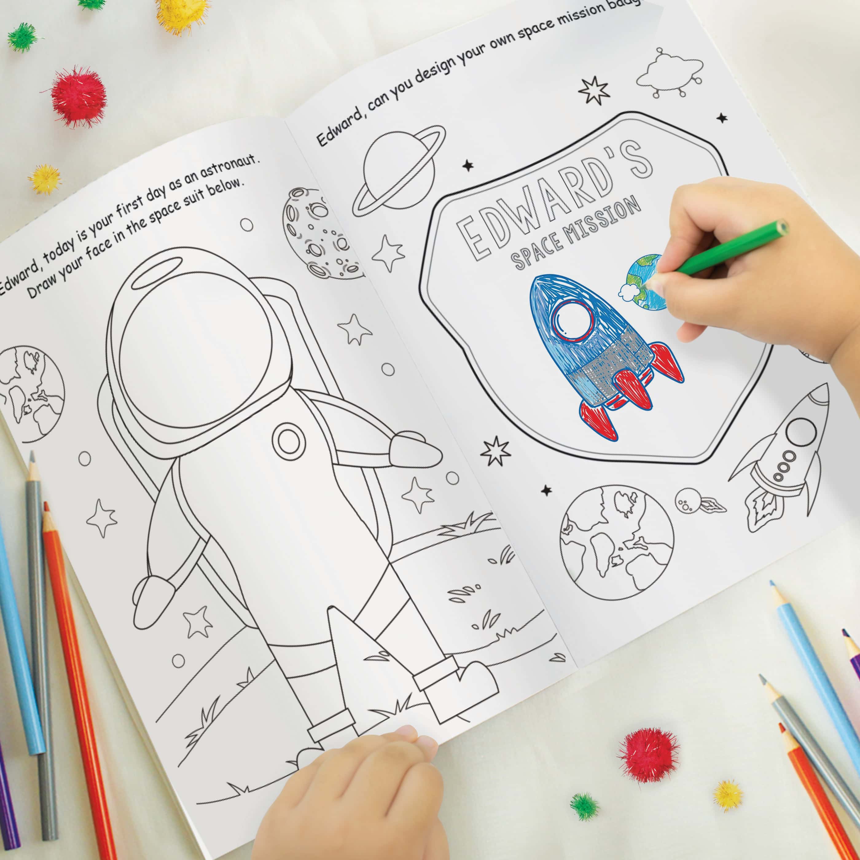 personalised space colouring book