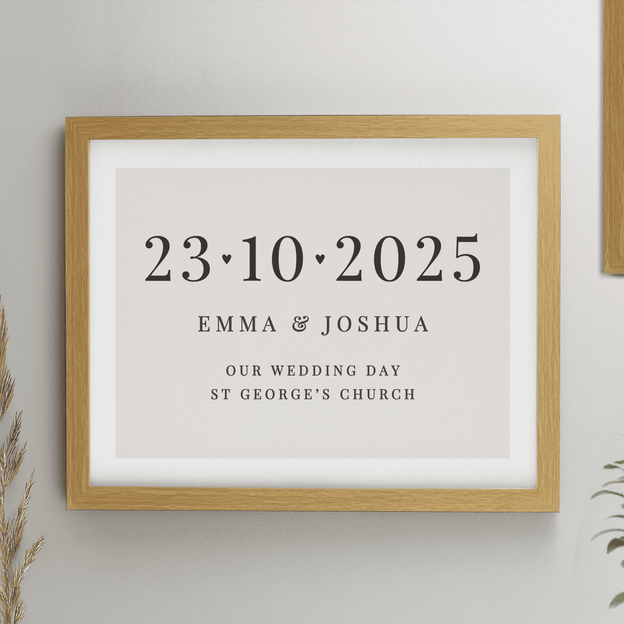 personalised special date oak frame print