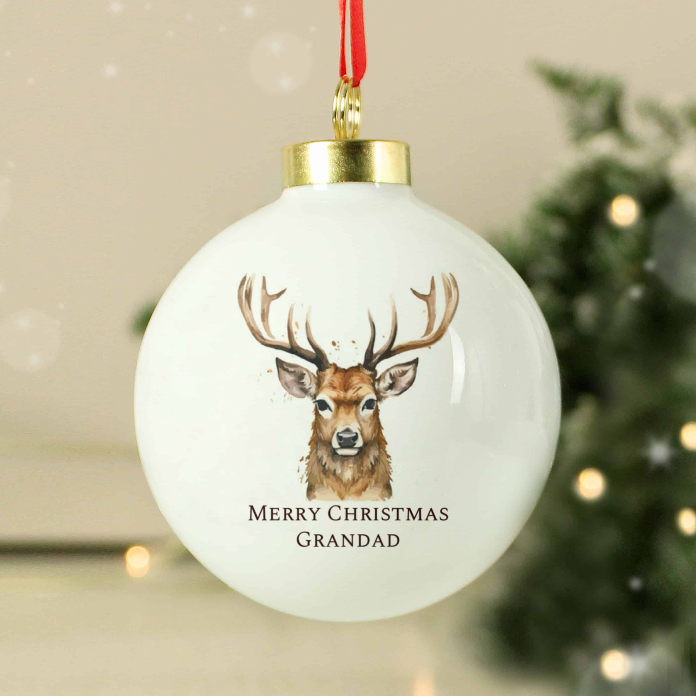 Personalised Stag Christmas Bauble