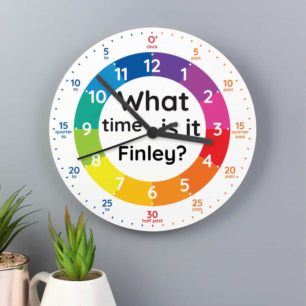 personalised teaching the time wooden clock