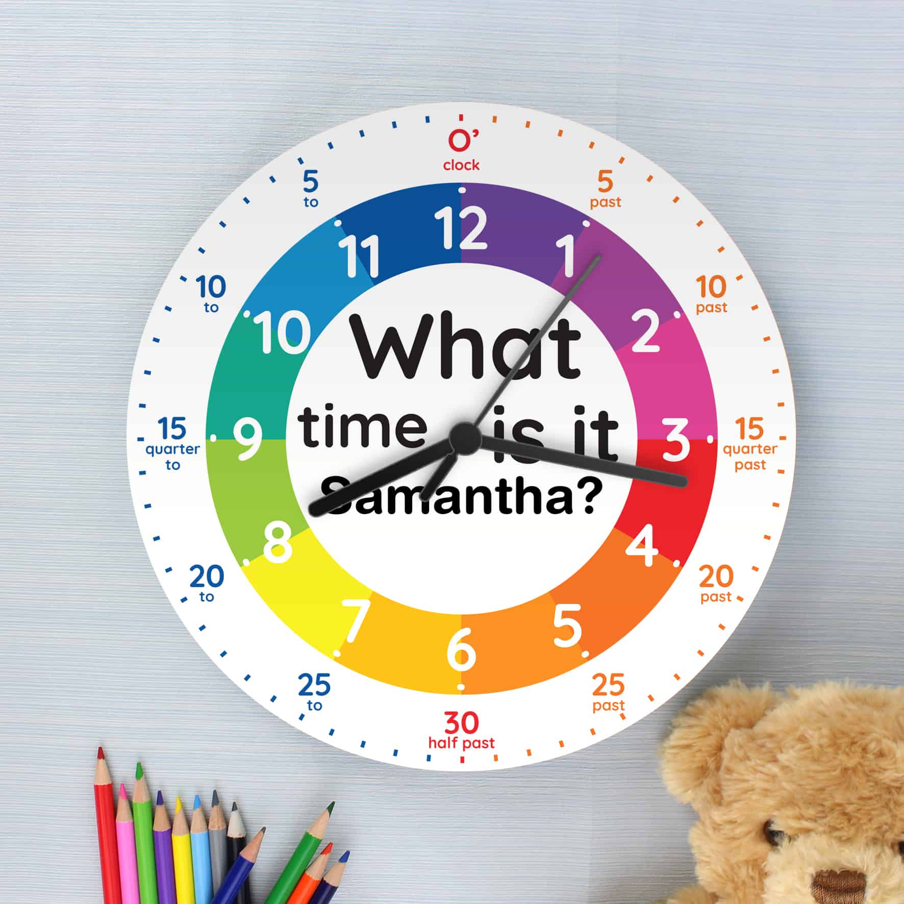 personalised teaching the time wooden clock