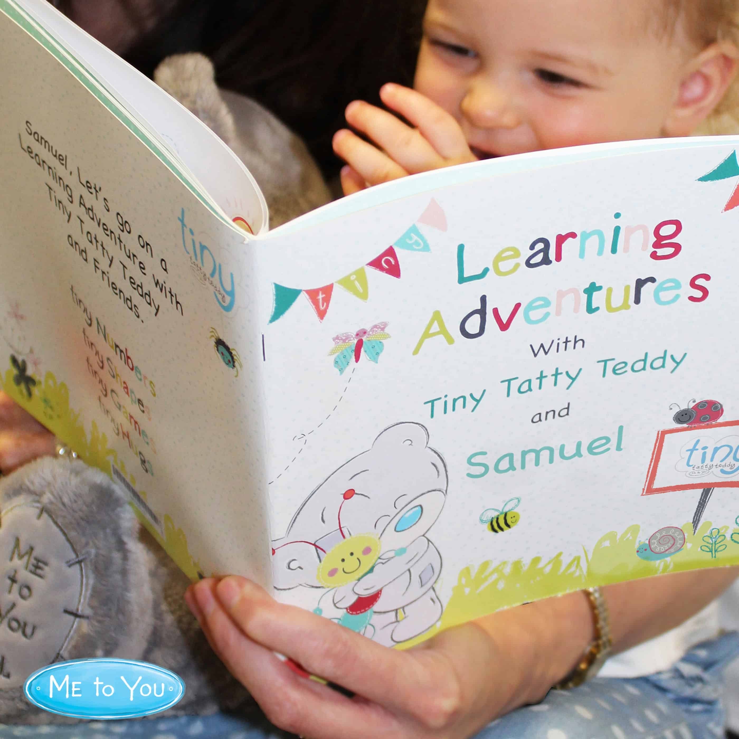 personalised tiny tatty teddy learing adventure book personalised with child's name and a short message