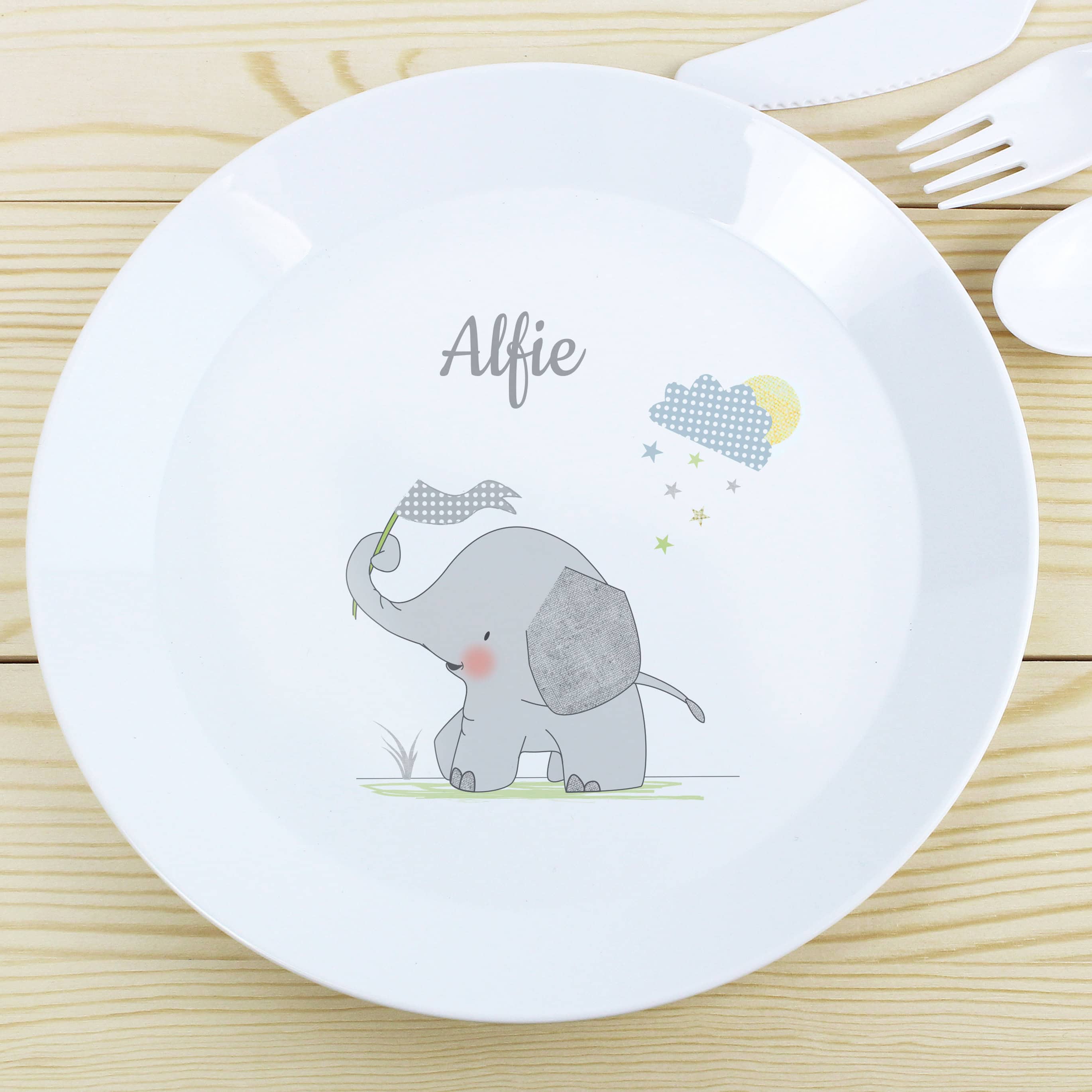 Personalised Elephant Plastic Plate