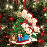 personalised christmas tree decoration of tree peeking family of 6