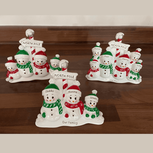 personalised snowman family table topper