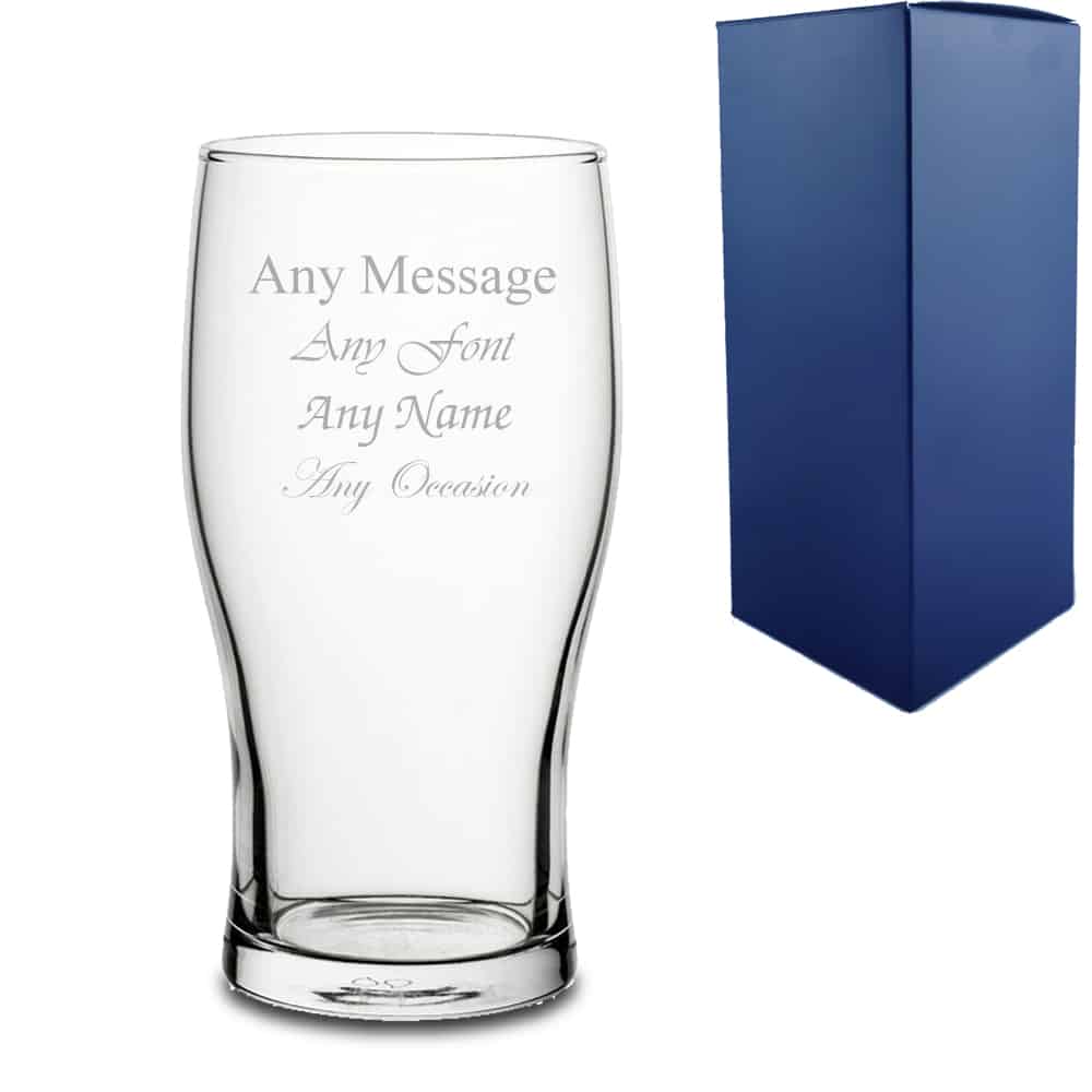 engraved tulip pint glass