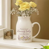 ceramic wild flowers personalised floral jug with any message over 3 lines which will appear about the design