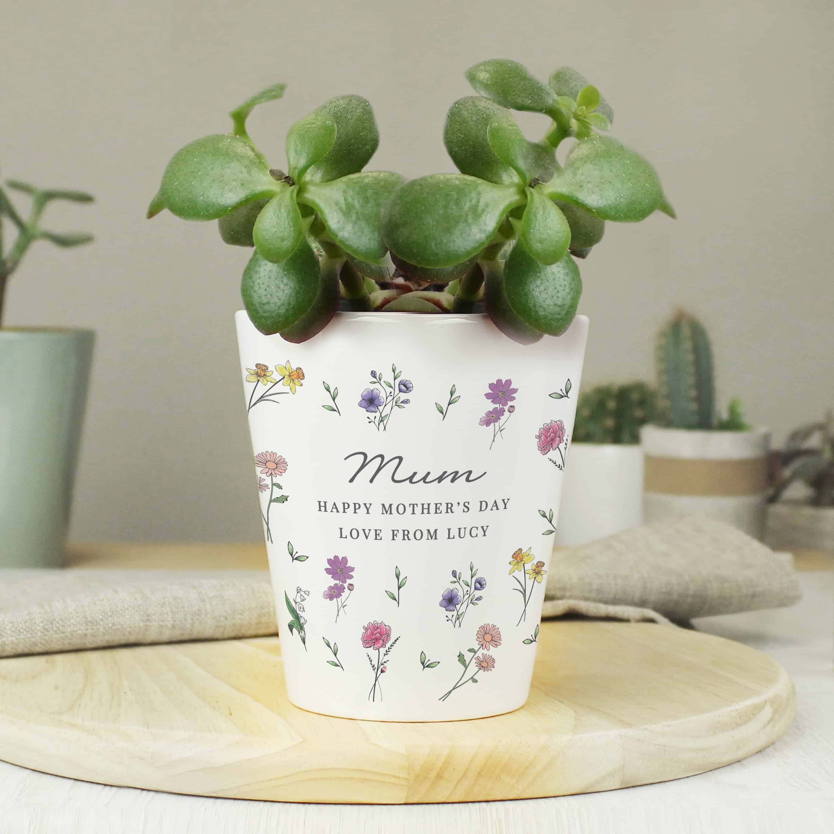 Personalised Wild Flowers Plant Pot – Ceramic Flower Pot Gift