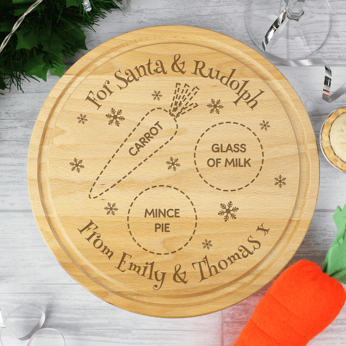 Personalised Christmas Eve Board with Santa and Rudolph treats