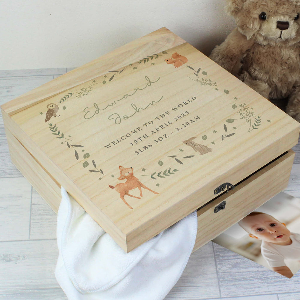 personalised woodland animal keepsake box