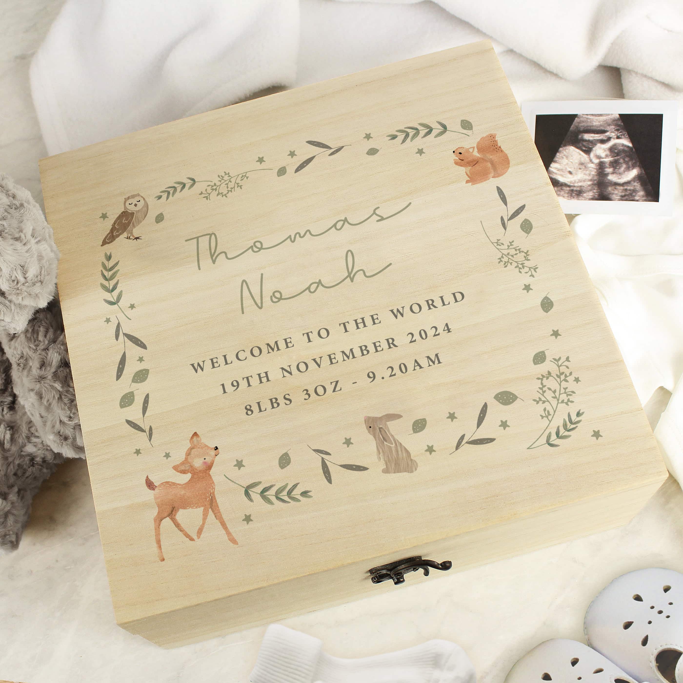 personalised woodland animal keepsake box