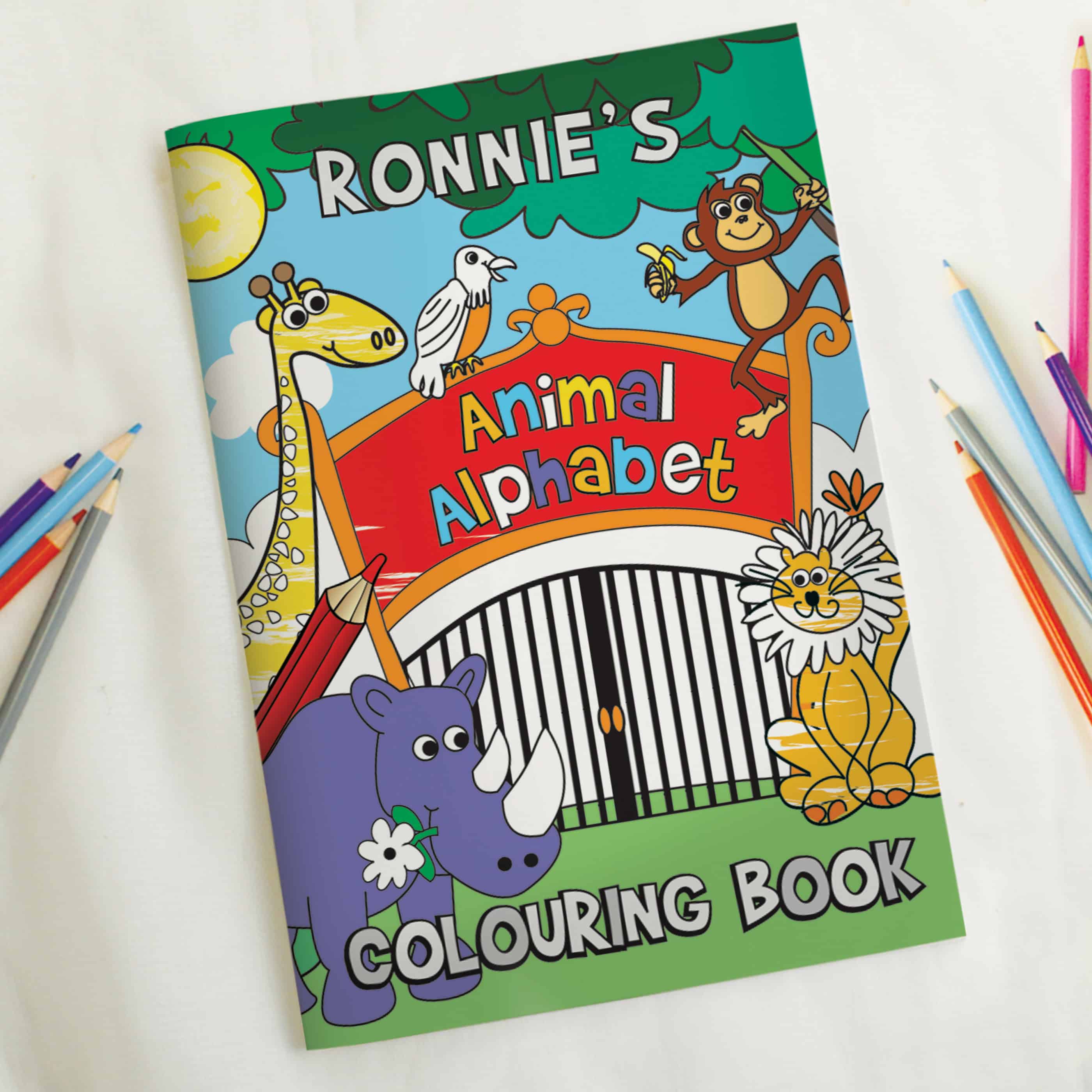 Personalised Zoo Colouring Book – Custom Name on Every Page | 28 Pages of Wild Animal Fun for Kids