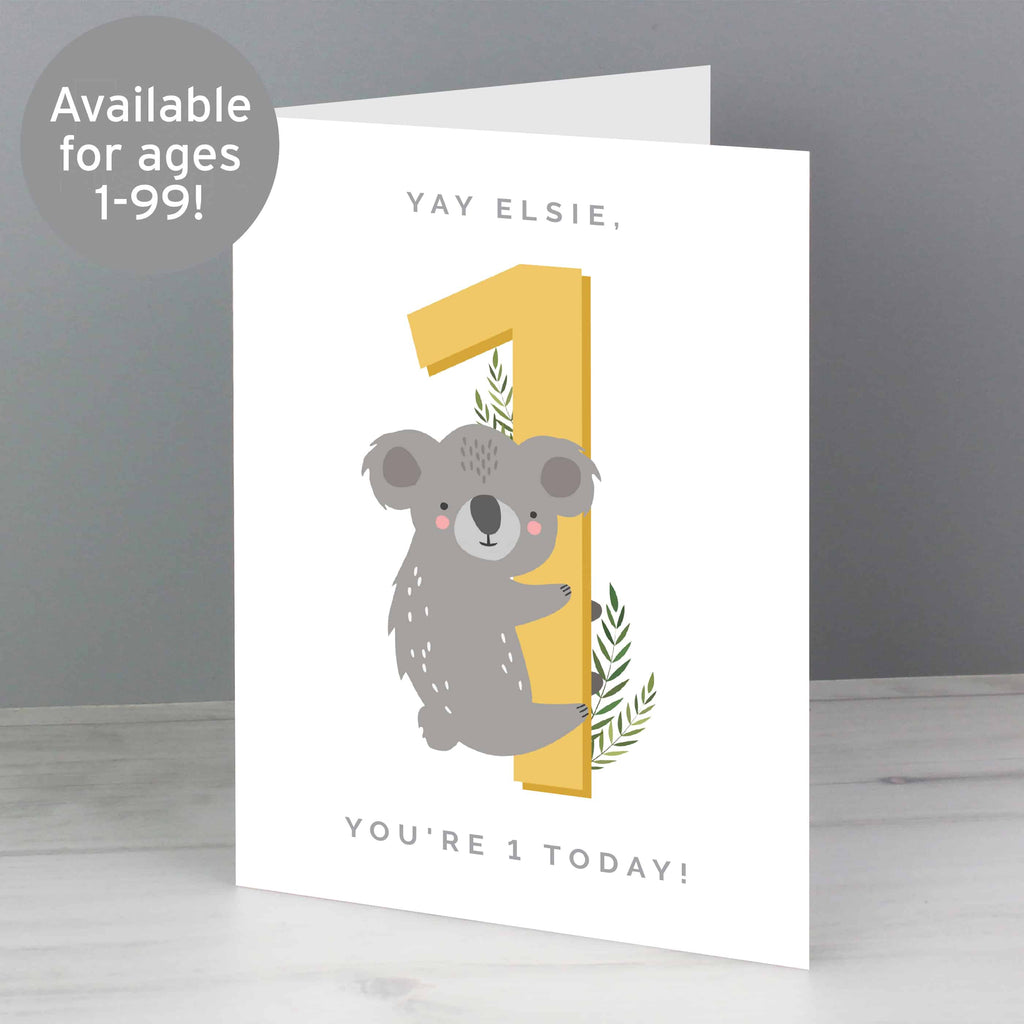 any age animal birthday card. Personalised card from CalEli Gifts.