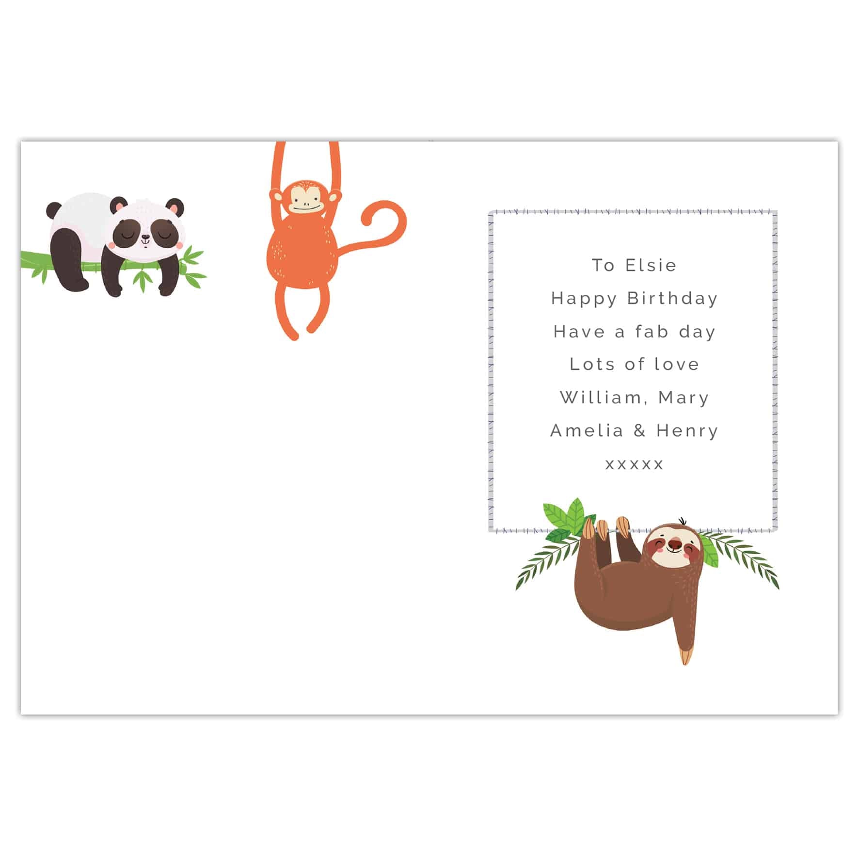 personalised any age animal birthday card