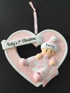 First Christmas Baby Girl Heart