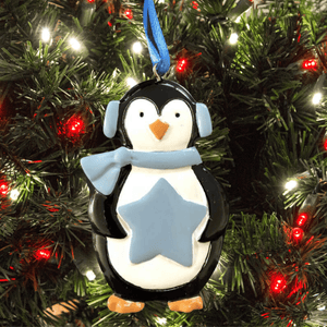 personalised blue penguin Christmas Tree Decoration