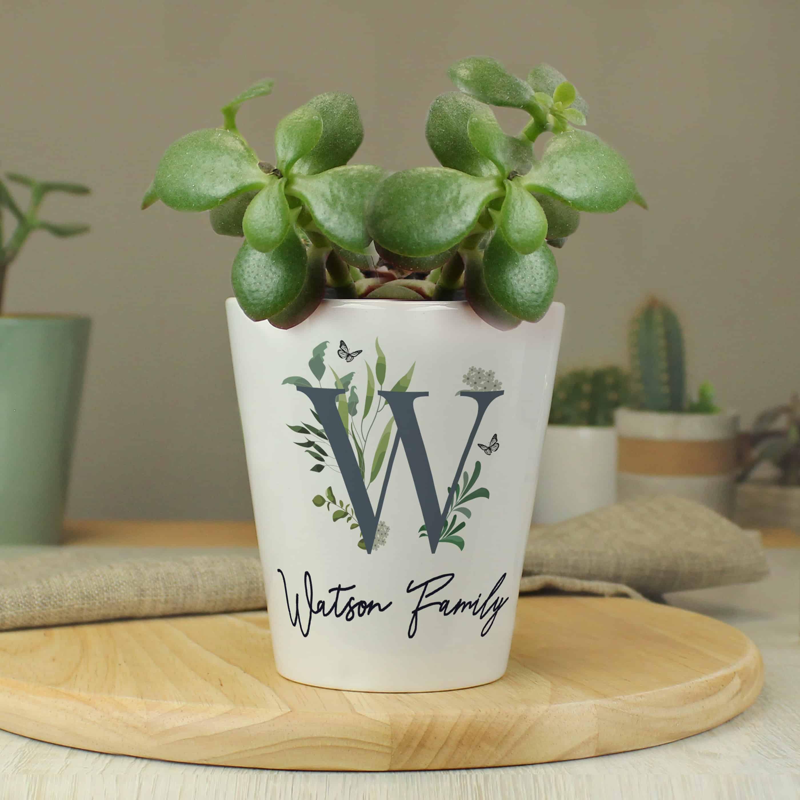 personalised botanical plant pot